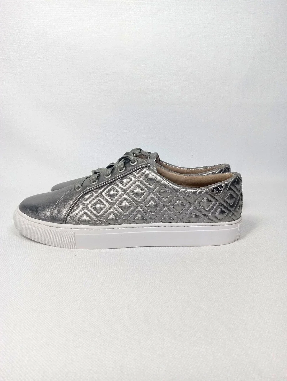 TORY BURCH Marion Quilted Metallic Leather Sneakers Women's Size 9 M
